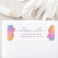 Rainbow And Gold Watercolor Agate Return Address Label