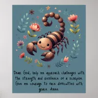 Kids Christian Prayer Woodland Scorpion on Blue | Poster