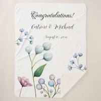 Elegant Floral Wedding Soft Botanical Romance Sherpa Blanket