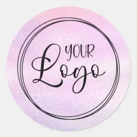 Holographic Faux Pink Foil Logo Classic Round Sticker
