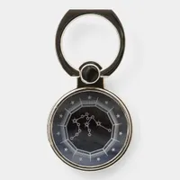 Dark Zodiac Astrology: Aquarius Black & Silver Phone Ring Stand