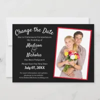 Change the Date Add Photo Wedding Postponed Black Save The Date