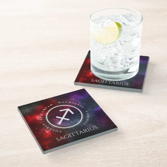 Starfield Sagittarius Archer Western Zodiac Glass Coaster