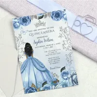 Budget Dusty Blue Silver Princess Quinceañera 