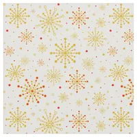 Retro Atomic Mid-Century Mod Red & Gold Starburst Fabric