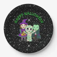 Happy Halloween Vampire, Witch and Mummy Paper Plates