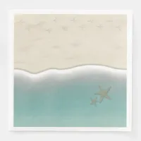 Sandy Beach Bird Footprints Paper Dinner Napkins