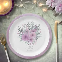 Watercolor Bouquet Wedding Lilac ID654 Paper Plates