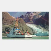 Alaskan Mountain View with Boat Rectangular Sticker