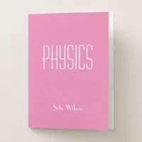 Cute Hot Pink Personalized School Subject Physics Pocket Folder
