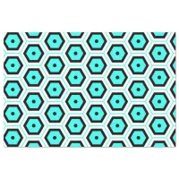 Turquoise Black White Honeycomb Geometric Pattern Tissue Paper