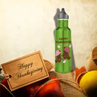 Thankful, Grateful, Blessed, Happy Thanksgiving | Stainless Steel Water Bottle