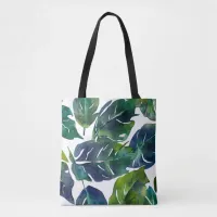Green and Blue Foliage Philodendron Botanical   Tote Bag