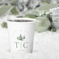 Rustic Winter Wedding Forest Green ID1049 Paper Cups