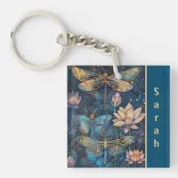 Dragonflies and Lotus Blossoms Acrylic Keychain