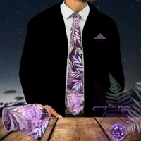 Purple Pink Gemstone Light Reflection Neck Tie