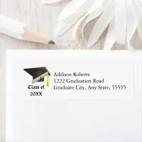 Graduation Class of 20XX Black Cap Return Address Label