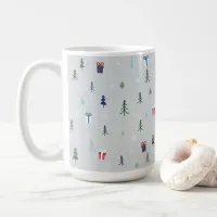 Christmas forest with presents and trees and snow  coffee mug