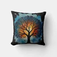 Cute Tree of Life Watercolour Throw Pillow