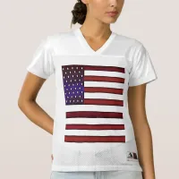 Modern Embossed American Flag Women's Football Jersey