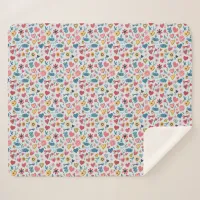 Crayon Pastel Heart & Flowers Sherpa Blanket