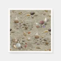 Seashells Nestled in Beach Sand Napkins