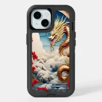 Fire breathing dragon red blue and gold scales iPhone 15 case