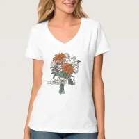 Skeleton with Skulls and Flowers Bouquet "FOR YOU" T-Shirt