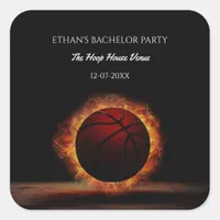 Basketball Champ Bachelor / Birthday Party Sports Square Sticker