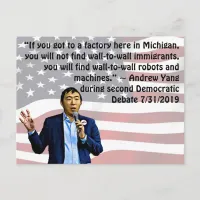 Andrew Yang Quote from Second Democratic Debate Postcard