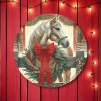 Watercolor Horse and Festive Farm Christmas Classic Round Sticker