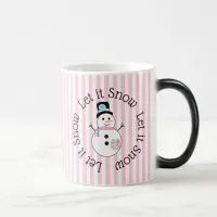 Let It Snow Pink Snowman Christmas Coffee Mug