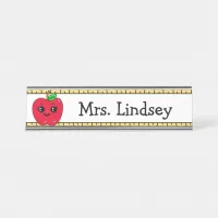 Personalized Teacher's Cartoon Apple and Ruler Desk Name Plate
