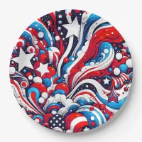 Red, White and Blue Patriotic Fourth of July  Paper Plates