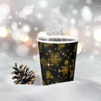 Prettiest Snowflakes Pattern Black/Gold ID846  Paper Cups