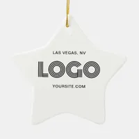 White and Black Modern Logo Ceramic Ornament