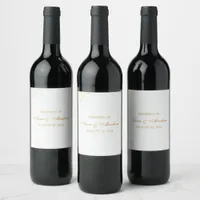 Luxury Modern Minimalist Script Wedding Gold Wine Label