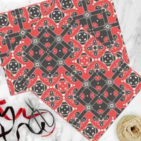 Elegant Red Black White Geometric Floral  Tissue Paper