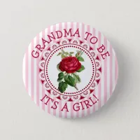 "Grandma To Be" Vintage Rose Baby Shower Button