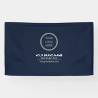 Simple Classic Navy Blue Theme Custom Logo Branded Banner