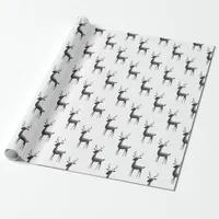 Minimalist Black and White Reindeer Christmas Wrapping Paper