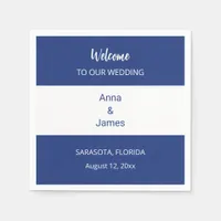 Stylish Modern Dark Blue Wedding Napkins