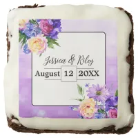 Pretty Purple Flowers Floral Wedding Personalized Brownie