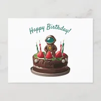 Astronaut Chocolate Birthday Cake Postcard