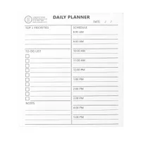 Business Logo Daily Plan Tear-Away To-Do Checklist Notepad