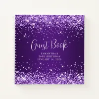 Glittery Royal Purple Ombre 50th Birthday Guest Notebook