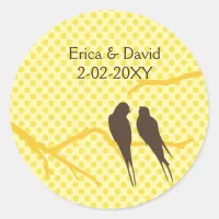 mocha lovebirds wedding label