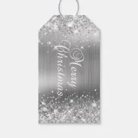 Glittery Silver Foil Merry Christmas Gift Tags