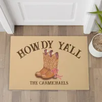 Boho Western Hand Drawn Cowgirl Cowboy Boot Doormat