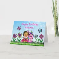 Personalized Fairy and Unicorn  Happy Birthday Card